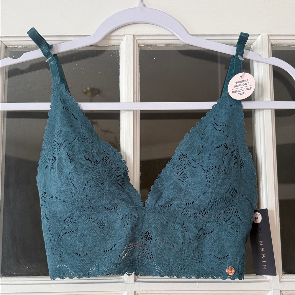 Danskin teal Lace Bralette with Removable Cups